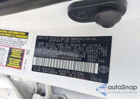 2019 Toyota Camry Se from USA, damaged, VIN 4T1B11HK5KU789268